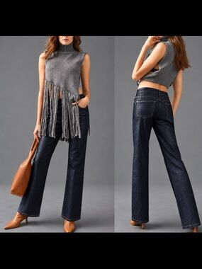 Anthropologie Jeans PILCRO Waxed Denim Straight Leg Jeans Size 26 NEW